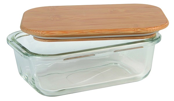 MANA Skleněný lunchbox s bambusovým víčkem, 350ml