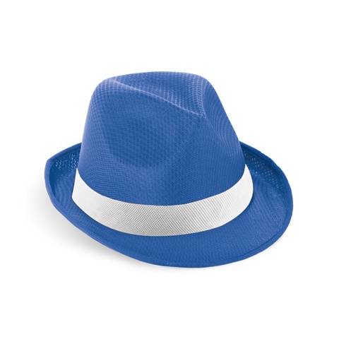 královská modrá MANOLO POLI. Čepice z PP s bílou polyesterovou stuhou, královská modrá