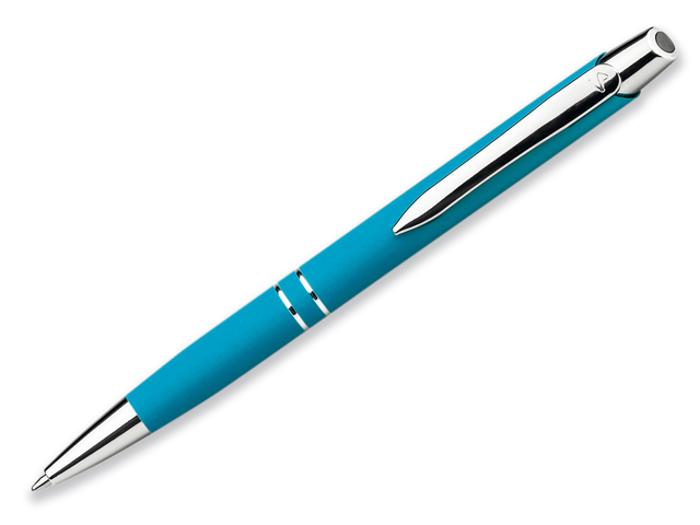 MARIETA SOFT kovové kuličkové pero s pogumovaným povrchem, modrá náplň, SANTINI, Světle modrá