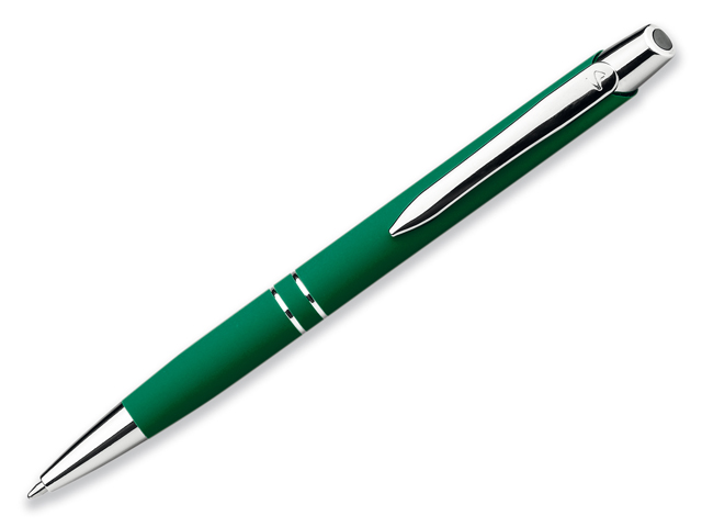 MARIETA SOFT kovové kuličkové pero s pogumovaným povrchem, modrá náplň, SANTINI, Zelená