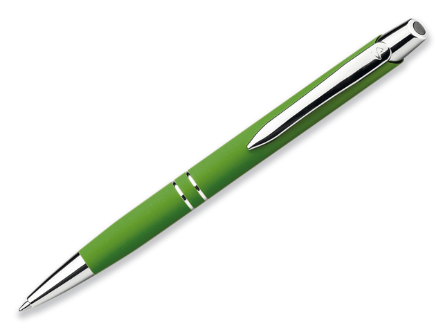 MARIETA SOFT kovové kuličkové pero s pogumovaným povrchem, modrá náplň, SANTINI, Světle zelená