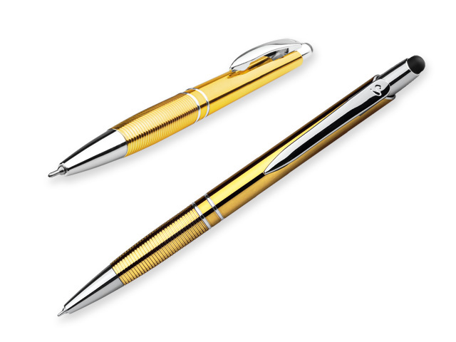 MARIETA UV STYLUS plast. kul. pero, modrá náplň 0,7 mm s nízkou viskozitou, SANTINI, Žlutá