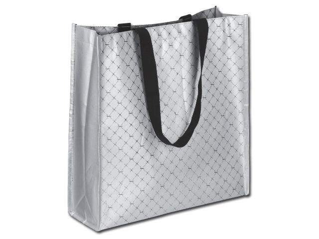 MARVELL textilní polaminovaná nákupní taška, SANTINI, Saténově stříbrná