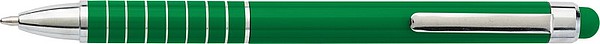MENTAN Hliníkové lakované kuličkové pero, stylus, modrá náplň, zelené