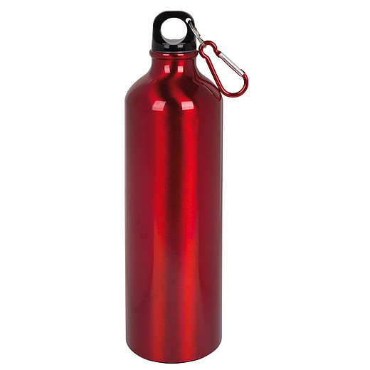 MERY Hliníková láhev na pití s karabinou, objem 750 ml, červená