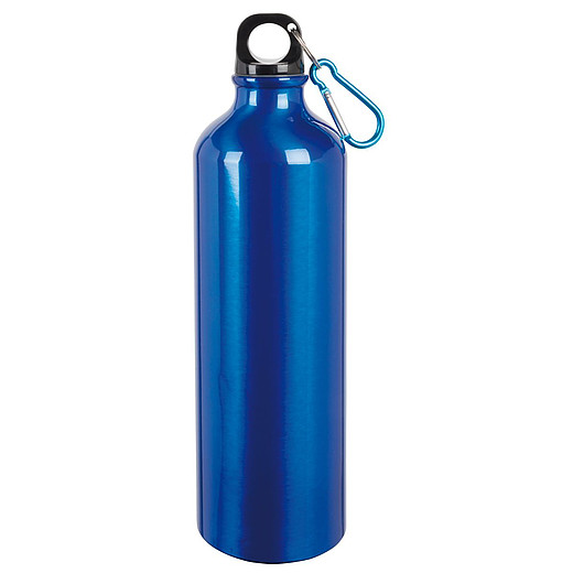 MERY Hliníková láhev na pití s karabinou, objem 750 ml, modrá