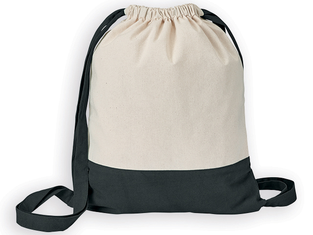 MILA bavlněný stahovací batoh, 180 g/m2, Černá