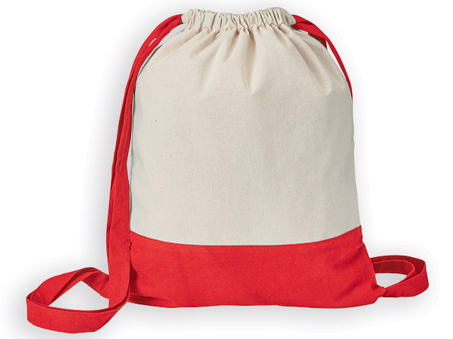 MILA bavlněný stahovací batoh, 180 g/m2, Červená