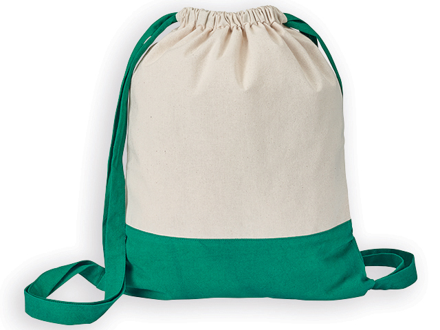 MILA bavlněný stahovací batoh, 180 g/m2, Zelená