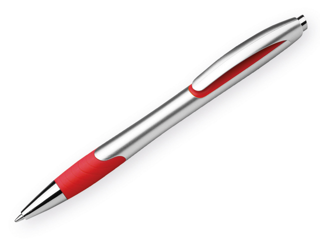 MILEY SILVER plastové kuličkové pero, modrá náplň 0,7 mm s nízkou viskozitou, Červená
