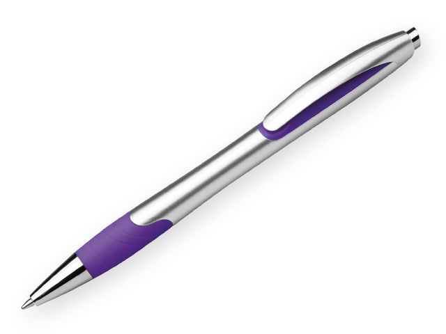 MILEY SILVER plastové kuličkové pero, modrá náplň 0,7 mm s nízkou viskozitou, Fialová