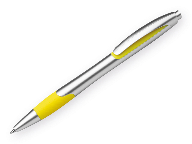 MILEY SILVER plastové kuličkové pero, modrá náplň 0,7 mm s nízkou viskozitou, Žlutá