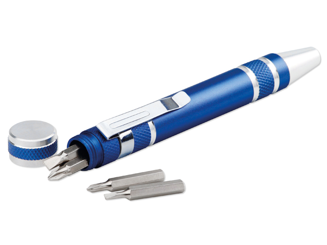 MONTER kovový šroubovák ve tvaru tužky s 8 funkcemi, Královská modrá