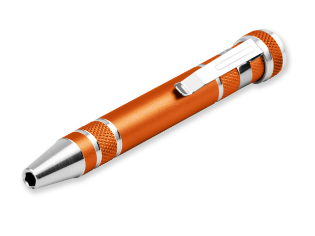 MONTER kovový šroubovák ve tvaru tužky s 8 funkcemi, Oranžová