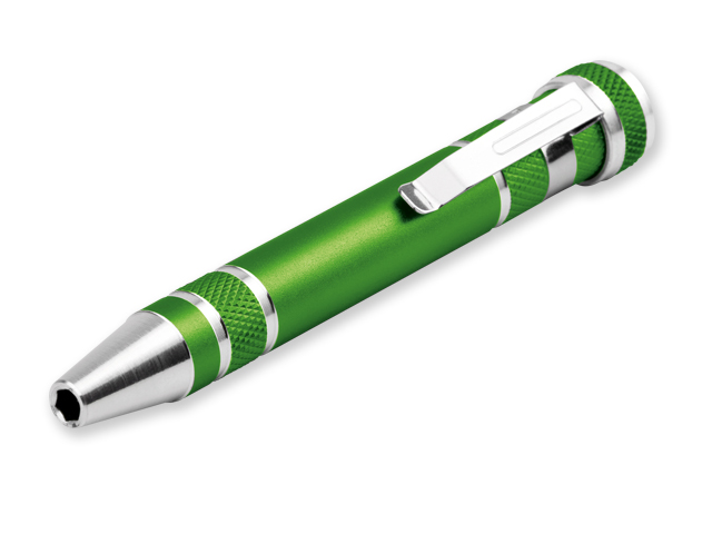 MONTER kovový šroubovák ve tvaru tužky s 8 funkcemi, Světle zelená