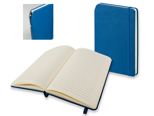 MORIAH poznámkový zápisník s gumičkou 140x210 mm, Modrá