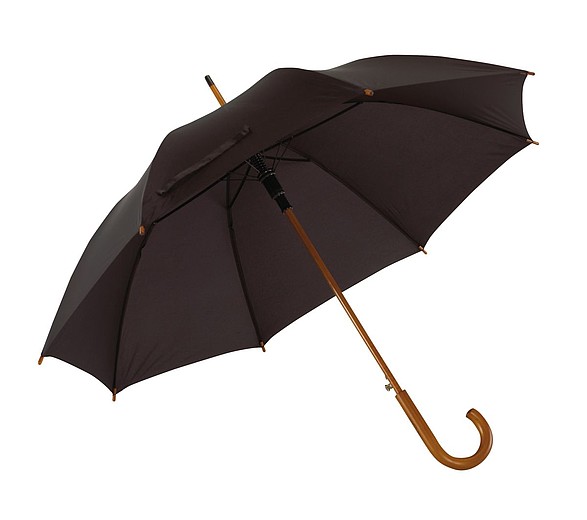 NARSIOL Automatický deštník s dřevěnou holí, černá