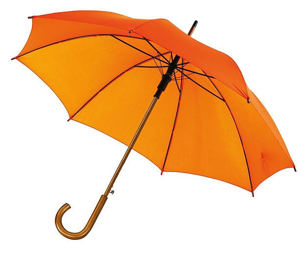 NARSIOL Automatický deštník s dřevěnou holí, oranžová