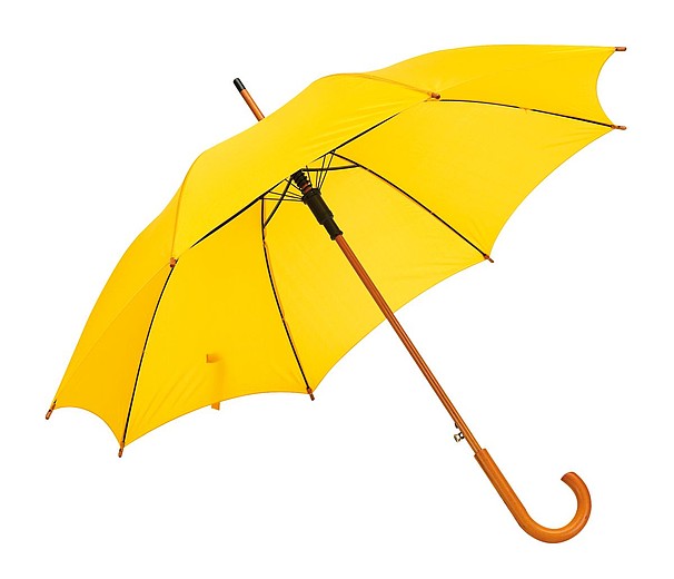 NARSIOL Automatický deštník s dřevěnou holí, žlutá