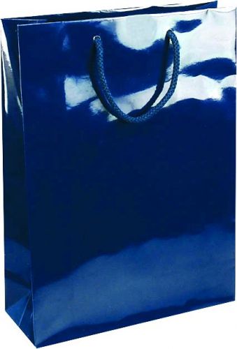 NATALY 24 Papírová taška s lesklou povrchovou úpravou,24x9x35cm,modrá