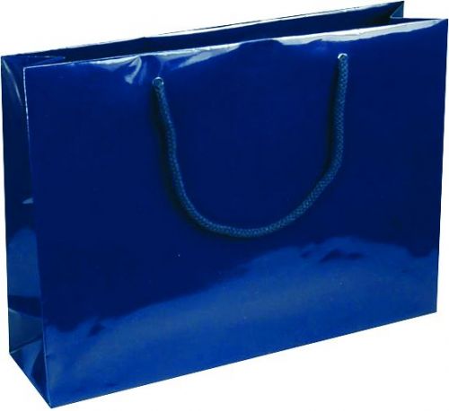 NATALY 35 Papírová taška s lesklou povrchovou úpravou,35x9x24cm,modrá