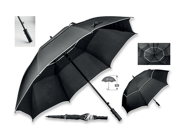 NATE polyesterový vystřelovalcí deštník na golf, 8 panelů, Černá