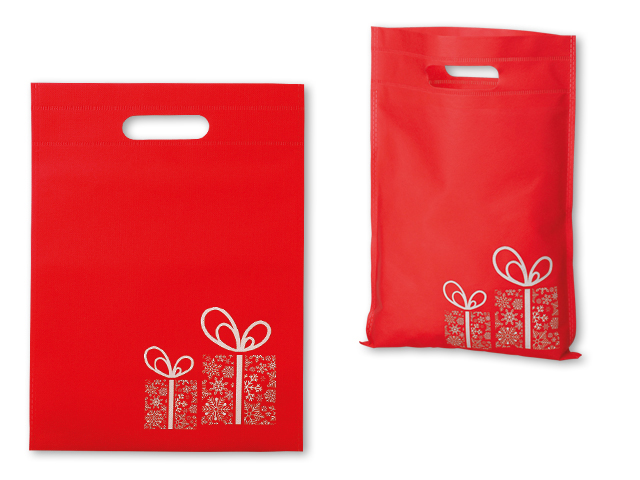 NERVA CHRISTMAS nákupní taška z netkané textílie s potiskem, Červená