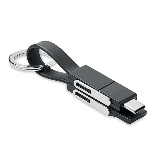 NIKLAR Přívěsek na klíče s nabíjecím kabelem 4v1, černý
