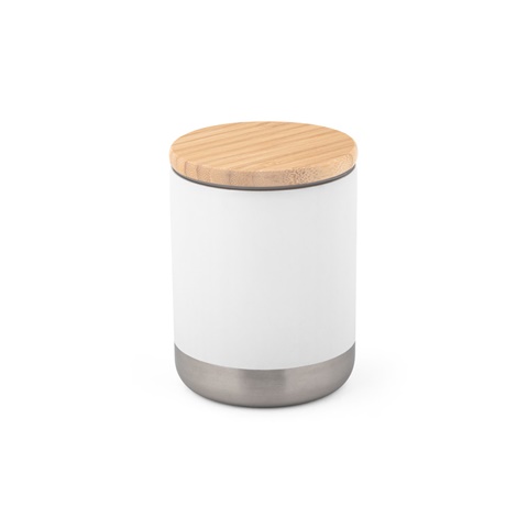 NORRE TUMBLER. Dvoustěnný nerezový (36% recyklace) vakuově izolovaný kelímek 370 ml, bílá