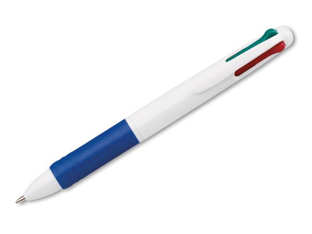 OCTUS plastové kuličkové pero 4 v 1, modrá, červená, zelená, černá náplň, Modrá