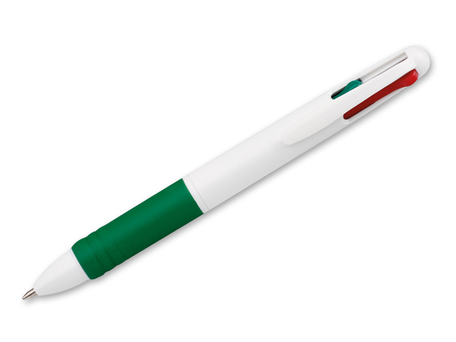 OCTUS plastové kuličkové pero 4 v 1, modrá, červená, zelená, černá náplň, Zelená