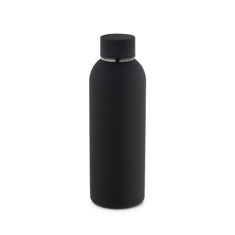 ODIN. Dvoustěnná nerezová (36% recyklace) vakuově izolovaná láhev 550 mL, černá