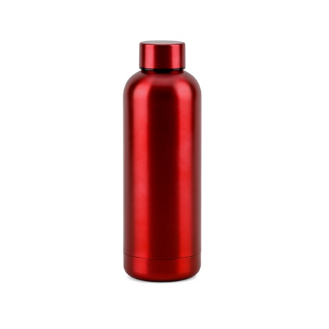 červená ODIN METTALIC. Láhev z 90% recyklované nerezové oceli 550 mL, červená