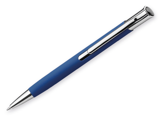 OLAF SOFT kovové kuličkové pero s pogumovaným povrchem, modrá náplň, Modrá