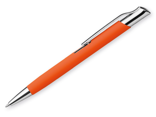 OLAF SOFT kovové kuličkové pero s pogumovaným povrchem, modrá náplň, Oranžová