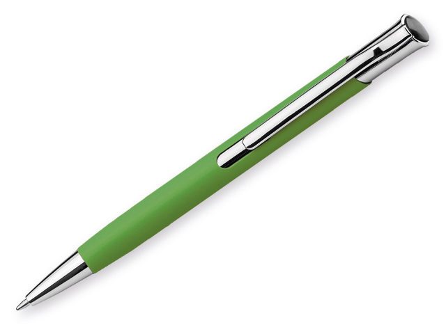 OLAF SOFT kovové kuličkové pero s pogumovaným povrchem, modrá náplň, Světle zelená