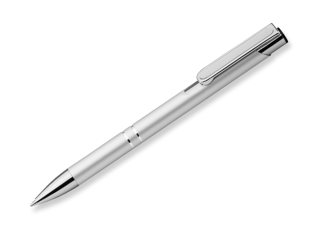 OLEG DOMING kovové kuličkové pero, modrá náplň, Saténově stříbrná