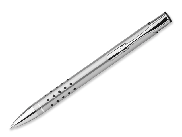 OLEG DOTS kovové kuličkové pero, modrá náplň, Saténově stříbrná