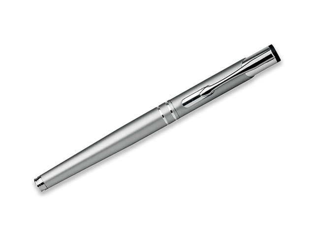 OLEG ROLLER kovové keramické pero, modrá náplň, Saténově stříbrná