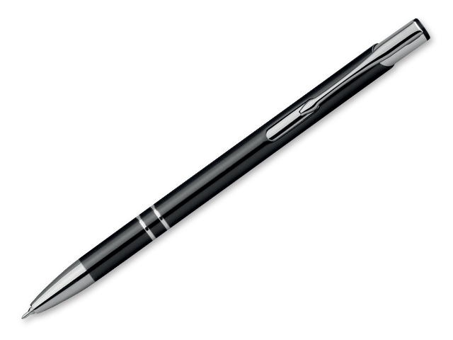 OLEG SLIM kovové kuličkové pero, modrá náplň 0,5 mm s nízkou viskozitou, Černá