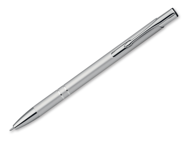 OLEG SLIM kovové kuličkové pero, modrá náplň 0,5 mm s nízkou viskozitou, Saténově stříbrná