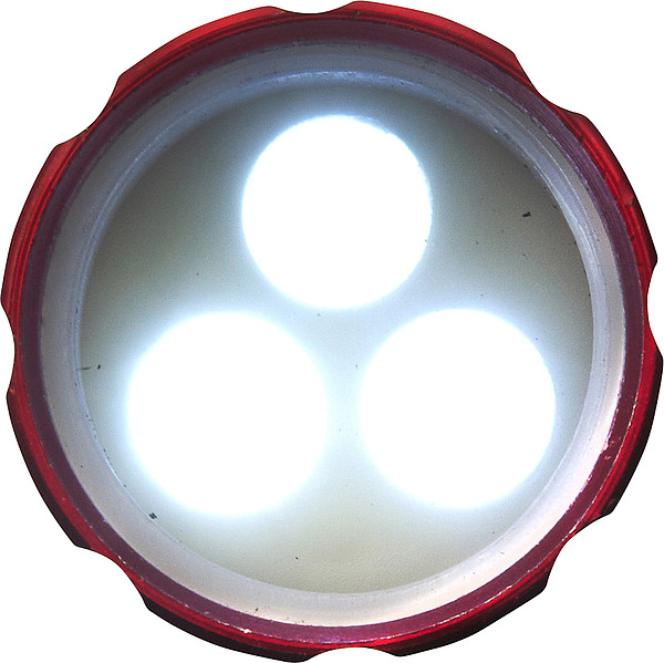 OTYS Malá svítilna se třemi LED a s karabinou, červená