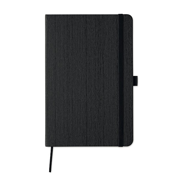 PALAM Zápisník A5 s deskami se vzorem dřeva, 80 stran, černá