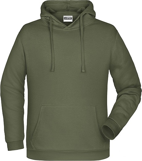 Pánská mikina s kapucí James Nicholson sweat hoodie men, tmavá zelená vojenská, vel. S