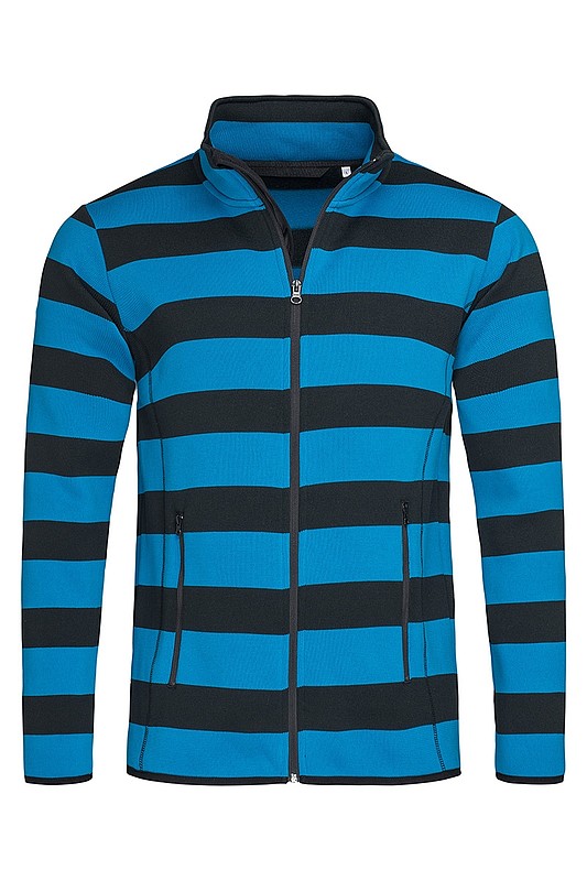 Pánská mikina STEDMAN STRIPED FLEECE JACKET MEN, černá/král. modrá, S