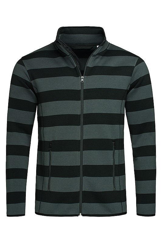 Pánská mikina STEDMAN STRIPED FLEECE JACKET MEN, černá/tmavě šedá, S