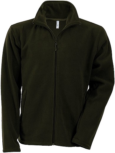 Pánská mikrofleecová mikina Kariban fleece jacket men, vojenská zelená tmavá, vel. S