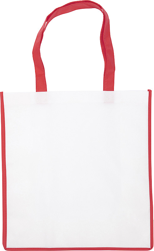 PARIOLA Nákupní taška z netkané textilie, bílá s červeným lemem