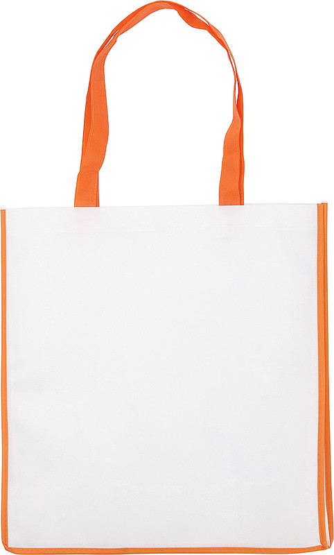 PARIOLA Nákupní taška z netkané textilie, bílá s oranžovým lemem