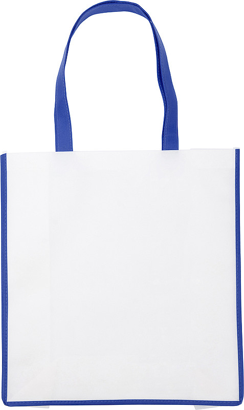 PARIOLA Nákupní taška z netkané textilie, bílá s tm.modrým lemem